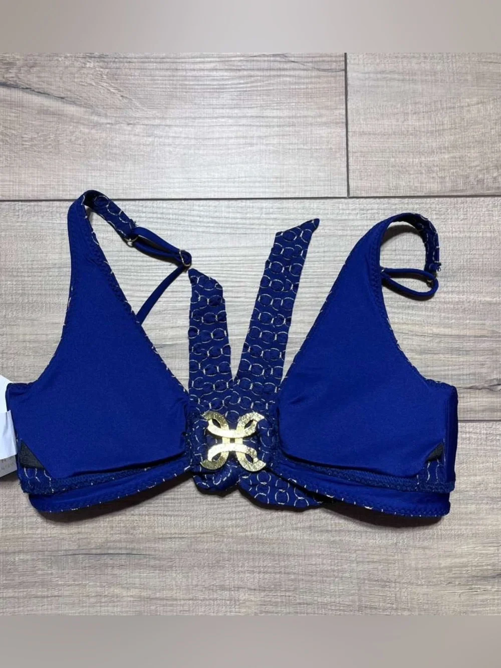 Trina Turk Swim And Spa Collection Bikini Top With Gold Center Accent Size 4